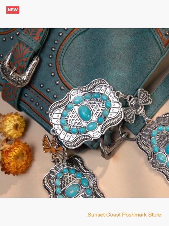 Large Western Concho Metal Chain Belt for Women Cowgirl main image 6